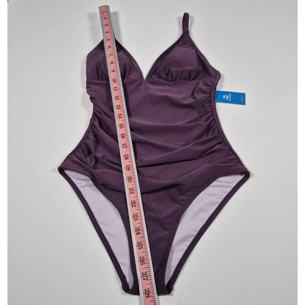 Cupshe Purple Ruched V-Neck One Piece Swimsuit Tummy Control‎ Medium NWT